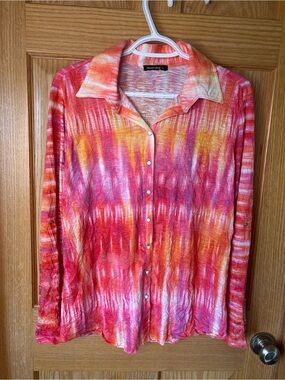 David Cline Sunset watercolour burnout button down 22.5” PTP